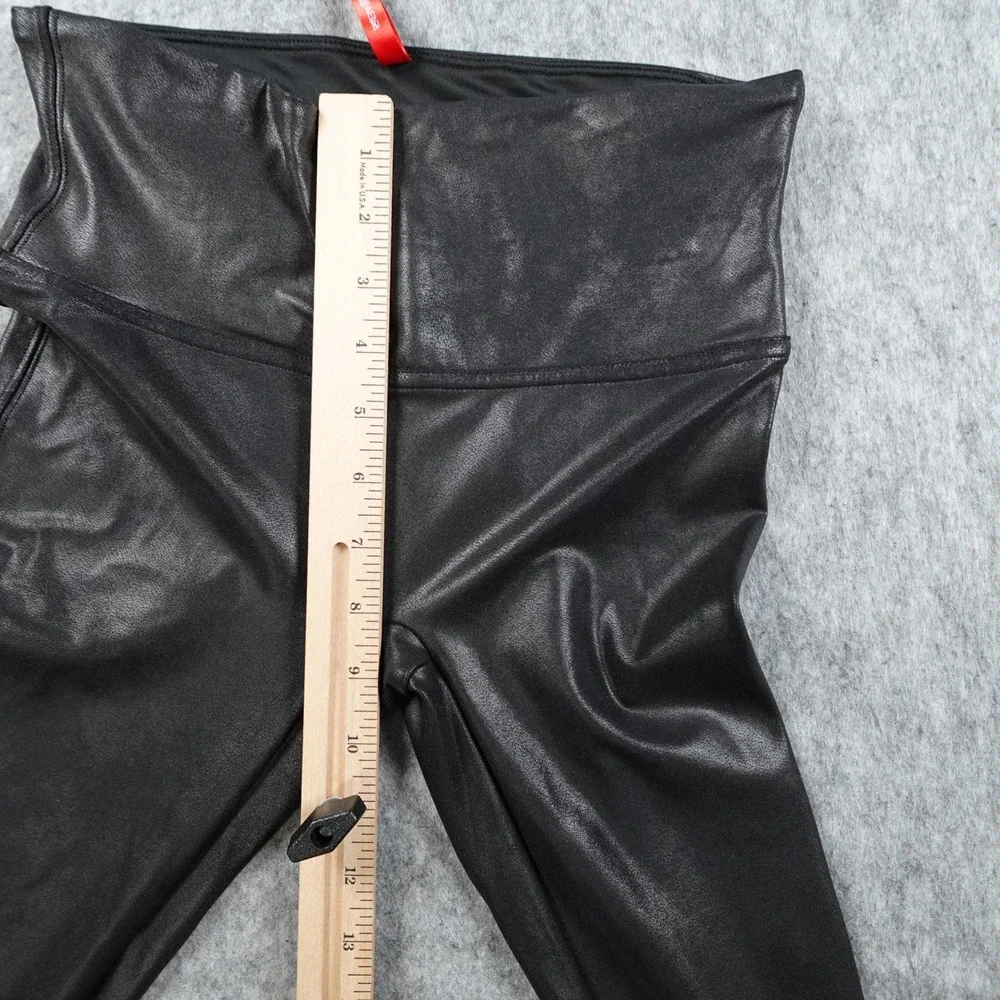Spanx Leggings Women Medium Black Faux Leather High Waisted‎ Slimming Moto Edgy